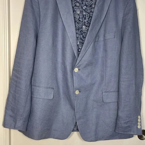 Lauren Ralph Lauren Linen Blazer Sz XL 48R Blue Classic Old Money Single Breast - Picture 4 of 15